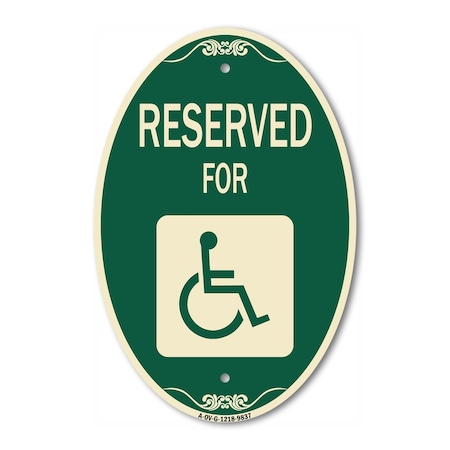 Signmission Graphic Handicapped Reserved Green & Tan, 12 Inch X 18 Inch Designer, Heavy Gauge Aluminum A-OV-G-1218-9837