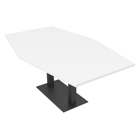 Skutchi Designs Hexagon Conference Table With Power, 48 in W, 72 in L, White HAR-HEX.IR-48X72-DOU.BK-W960-NA
