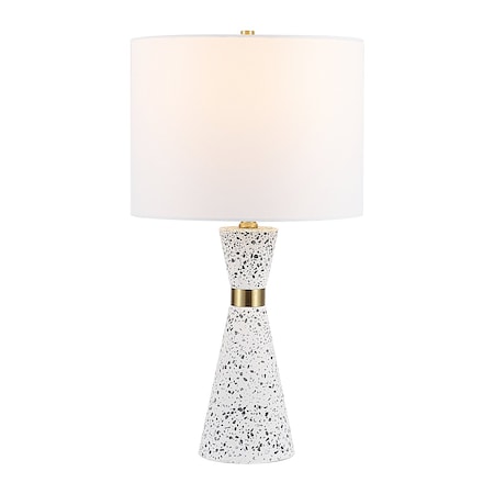Jonathan Y Artezza 24" Art Deco Contemporary Hourglass Terrazzo/Iron LED Table Lamp, White/Gray JYL8030A
