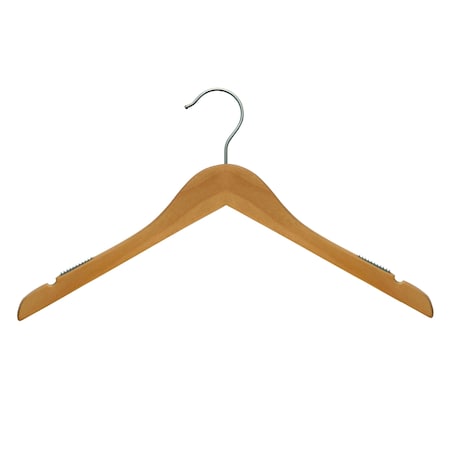 Nahanco 17in Low Gloss natural Wooden Shirt Hanger, 100PK 20017