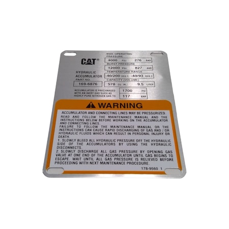 Caterpillar PLATE-WARNIN, CATERPILLAR OEM 1789560 1789560