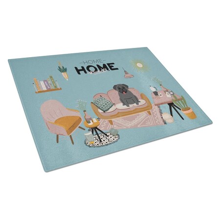 Carolines Treasures Black Pug Sweet Home Glass Cutting Board - Large CK7851LCB