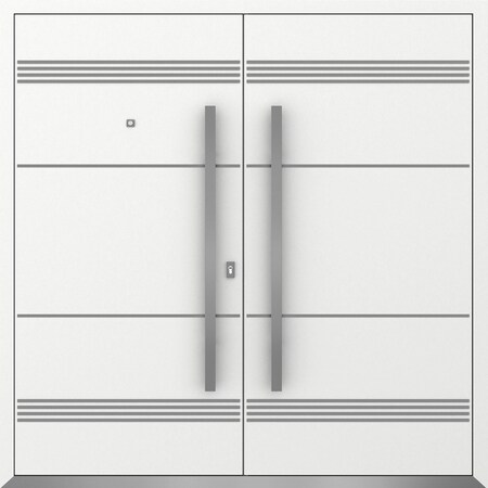Vdomdoors Metal Double Doors Deux 1705 White Enamel Entry Modern Painted (W72xH80) Right hand Inswing DEUX1705DEXD-BEM-W72xH80-RH-I