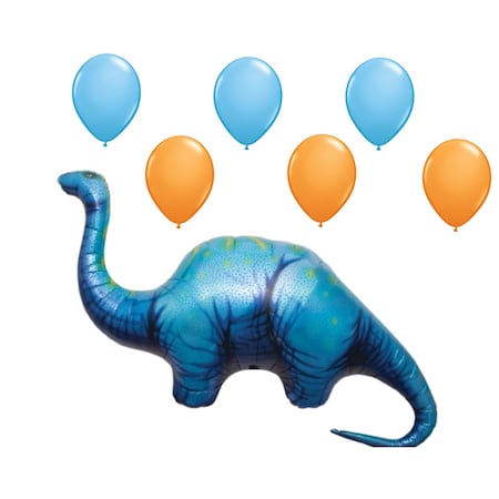 Loonballoon Dinosaur Theme Balloon Set; 51 Inch Apatosaurus Balloon, 6x pcs Latex Baloons LB-96502