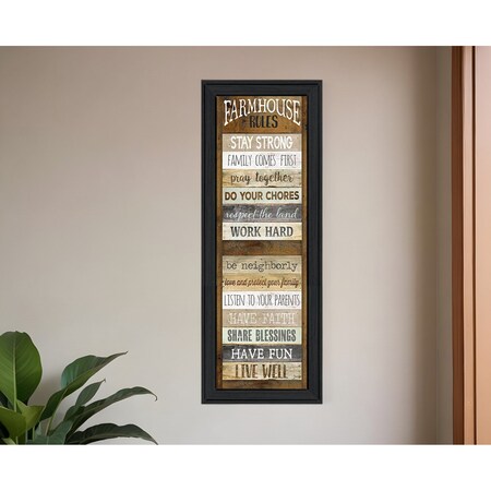 Homeroots Farmhouse Rules 3 Black Framed Print Wall Art 406529