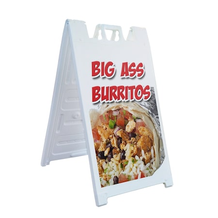 Signmission Big Ass Burritos, A-Frame & 2 Decals Installed, Heavy-Duty Plastic Frame SBHD-D-2436-Big Ass Burritos