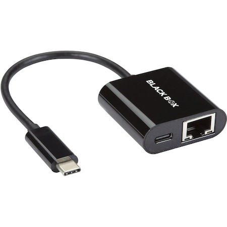 Black Box BLACK BOX USB-C Adapter, USB-C To Gigabit Ethernet Adapter With Power Delivery, 10/100/10 Cable VA-USBC31-RJ45C
