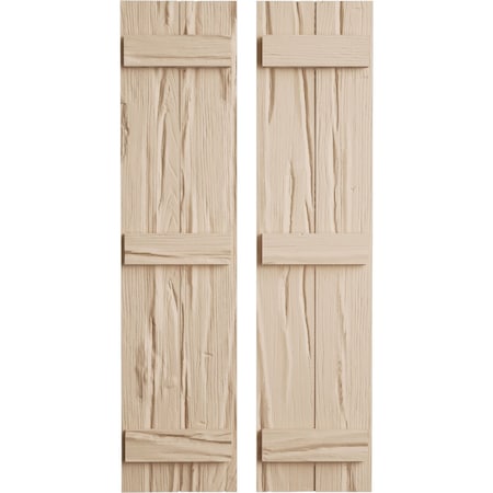 Ekena Millwork Rustic Two Board Joined Board-n-Batten Riverwood Faux Wood Shutters, 11W x 66H, PR SHUBJS11X66RWPR