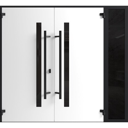 Vdomdoors Front Exterior Prehung Aluminum Double Doors Ronex0162 Red Oak 1 Sidelight Mirrored Clear Glass RONEX0162DEXD-RED-W72+14xH80-RH-I
