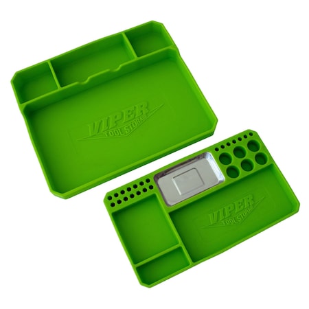 Viper Tool Storage 2-Piece Flexible Parts Tray Set, Lime Green V2FPTLG