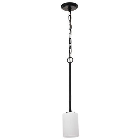 Nuvo Liam, 1 Light Mini Pendant, Matte Black, White Opal Glass 60/8215