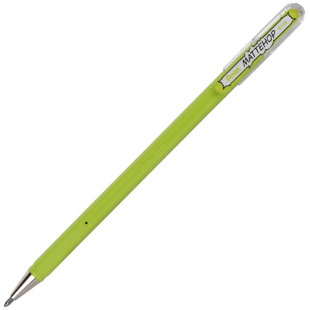 Pentel Hybrid MATTEHOP Gel Roller, 1.0mm, Matte Yellow Green Ink, 12PK K110-VK