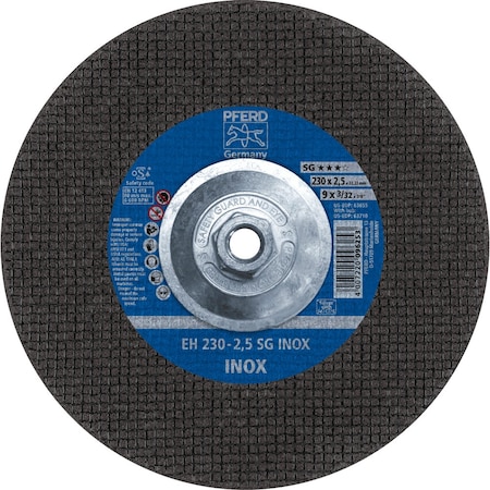 Pferd Cut-Off Wheel, Type 27, 9 in Dia, 3/32 in Thick, 5/8 in-11 Arbor Hole Size, Aluminum Oxide 63710