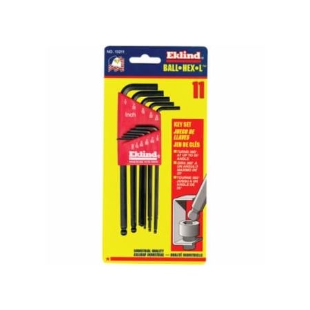 Eklind Ball-Hex-L, Key Set, Hex Ball, Inch, 11 Pc 269-13211