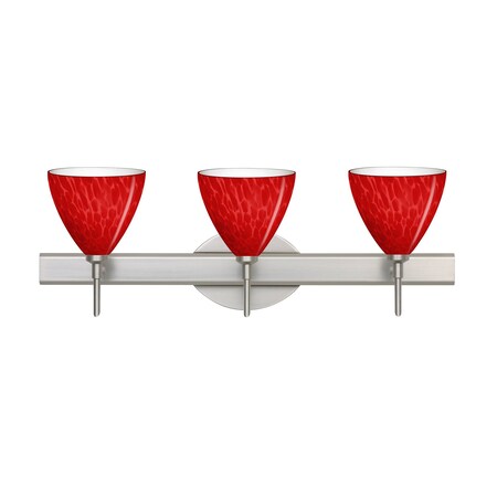 Besa Lighting Besa, Mia Vanity, Red Cloud, Satin Nickel Finish, 3x40W G9 base 3SW-1779RC-SN