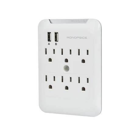 Monoprice Surge Protector 6Outlet W/2Usb Ports 11148