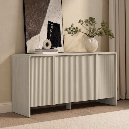 Manhattan Comfort Novara 60in Sideboard in Whitewashed Oak (4-Door) SB1671-1