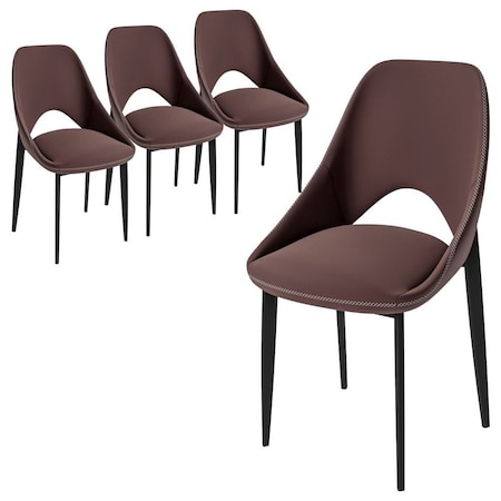 Leisuremod Amalfi Collection Fabric Modern Dining Chair in Plum Purple, 4PK AC48PR4
