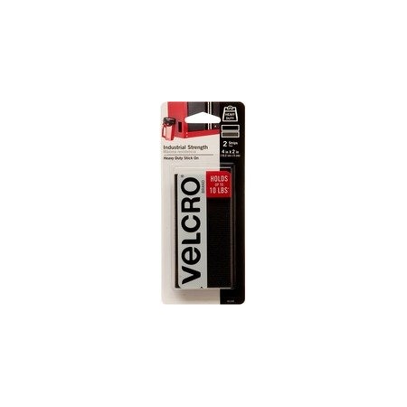 Velcro Brand Strip Fastener, 4" x 2", Black, 2PK 90199