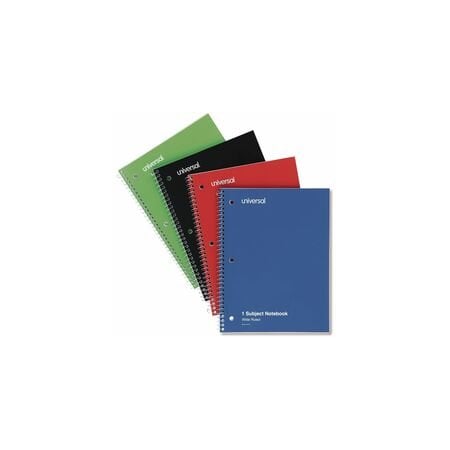 Universal Wirebound Notebook, 1 Sub, Wide/Legal, Assorted, 10.5 x 8, 70 Sht, 4PK UNV66624
