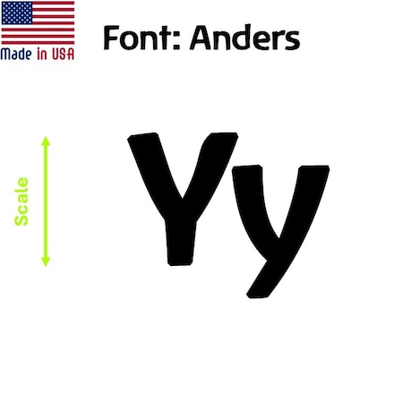 Aacc Self-Adhesive Vinyl Letter: y, Scale: 8 cm. Color: Black Font: Anders by, 4PK AACC-Anders-ly-Black-M8x4