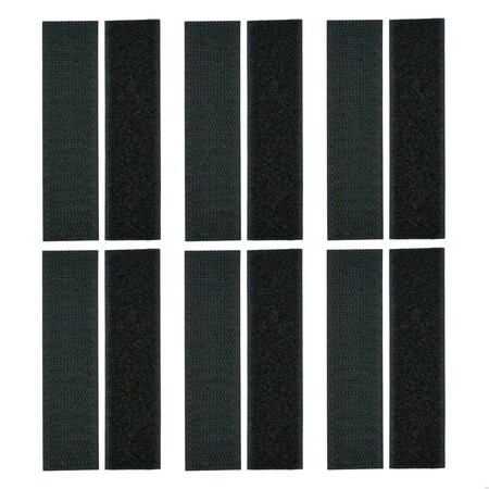 Grizzly Supply Adhesive Hook and Loop Strip, 4 in L, 1 in W, Hook and Loop Connection, Black, 6PK GS-HLAS4x1-0