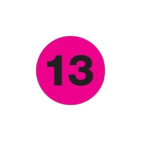 Bubblefast 3'' Circle - ''13'' Fluorescent Pink Number Labels BFDL1354