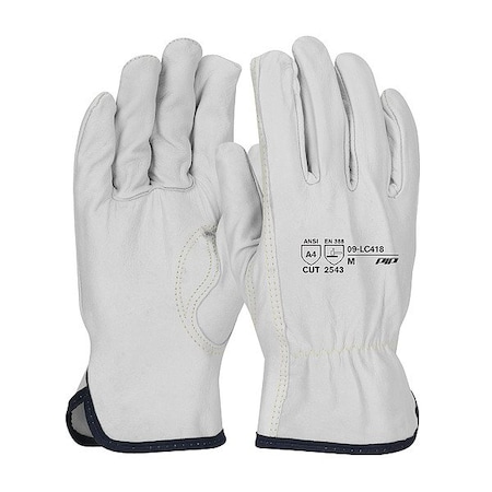 Pip Leather Drivers Gloves, Shirred Slip-On Cuff, Keystone Thumb, Natural, XL, 12 PK 09-LC418/XL