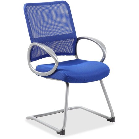 Boss Office Products Boss Mesh Back Guest Chair with Arms - Fabric - Mid Back - Blue B6419-BE