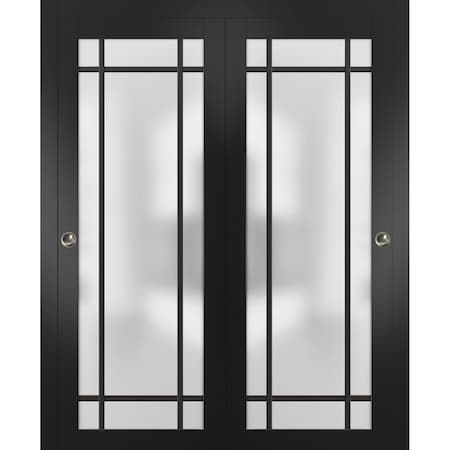 Sartodoors Sliding Closet Bypass Doors with Hardware Planum 2112 Black 72x80 (2* 36x80) Solid Core PLANUM2112DBD-BLK-72 x 80 (2* 36x80)