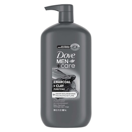 Dove Men+Care Purifying Charcoal Pus Clay Body and Face Wash, 30 Ounce, 4PK 64766755