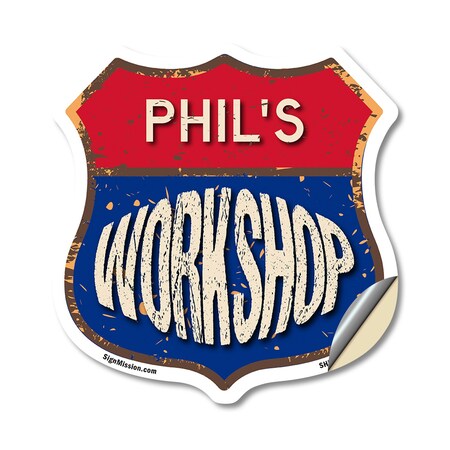 Signmission Phil's Workshop, 12 Inch X 12 Inch, Vinyl Decal SHI-D-12-489-PHIL