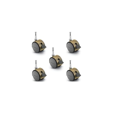 Shepherd Hardware Pacer Hooded Caster Locking Antique Plate 50mm Dia, 5/16''x1-1/2'' Grip Neck Stem, 75 lbs Cap, 5PK PPA50302WA-B-5