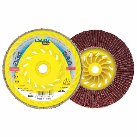 Klingspor SMT Titan 924 4-1/2" 36 Grit Flap Disc, 10PK 924036115T