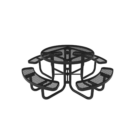 Mytcoat 46in Round Portable Outdoor Table, Black, Seats 8, Expanded Metal, Textured Coating 804104