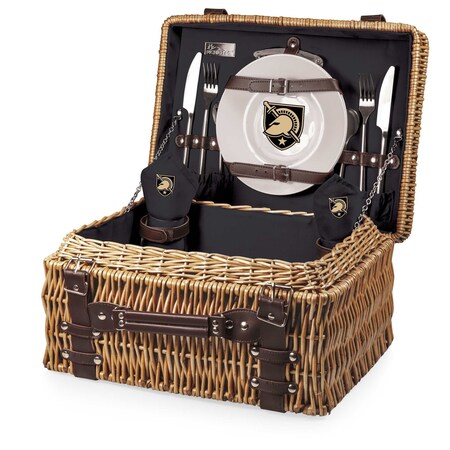 Picnic Time Family Of Brands NCAA Army Black Knights Champion Picnic Basket for 2, Large Wicker Picnic Set 208-40-179-764-0