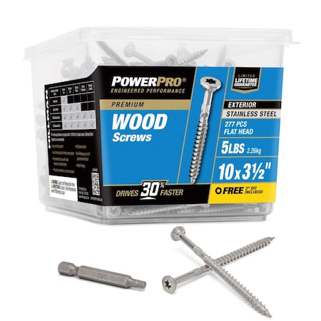 Hillman Power Pro No. 10 Ga. X 3 1/2 in. L Stainless Steel Star Flat Head Exterior Deck Screws 5 lb 48629V4
