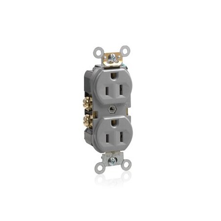 Leviton Commercial Grade Duplex Receptacle, 15 Amp, 125 Volt BR15-GY