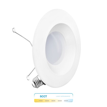 Infibrite 6 In. 5CCT Selectable 12W 1100LM Recessed Retrofit LED Sleek Downlight, Dimmable, Wet Rated IB-006-8-12W-WH