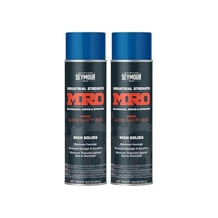 Seymour Midwest MRO Industrial High-Solids Spray Paint, Safety Blue, 16 oz, 2PK 6201427-2