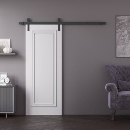 Sartodoors Barn Door 28x96 inches White Solid Core Modern Interior ROYAL9811BD-B-EMAL-2896