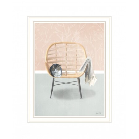 Homeroots Happy Cat 2 White Framed Print Wall Art 416154