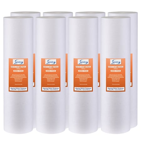 Ispring 20" x 4.5" Water Filter Replacement Cartridges, Fine Sediment Filters, 5 Micron, Fits Whole House W FP25BX8