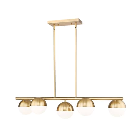 Realm Sphere 5 Light Linear Chandelier, Modern Gold, 42 In W