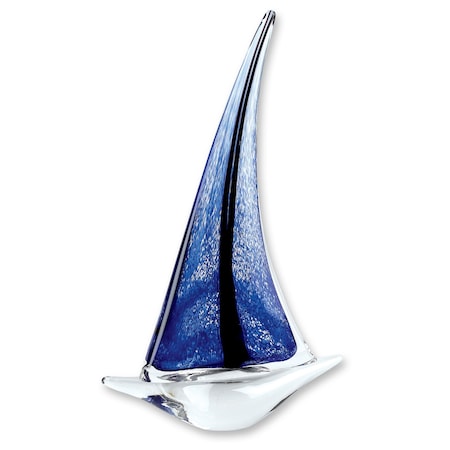 Homeroots 9" Clear and Blue Murano Glass Modern Abstract Tabletop Sculpture 376073
