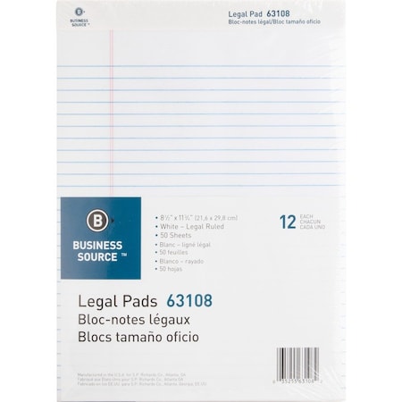Business Source Writing Pad, Top, White, PK12 BSN63108