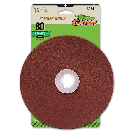 Gator Finishing 7 x 7/8 in. Angle Grinder Fiber Discs, 80 Grit, 3PK 3081