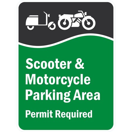 Lyle Scooter & Motorcycle Parking Area. Permit Required With, 18x24, High Intensity Prismatic, White G-10475-HI_18x24