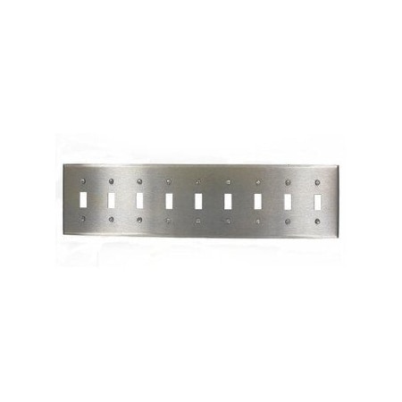 Leviton Switch Wallplate, Standard Size, Gang 9, Brushed Stainless Steel 84049-40