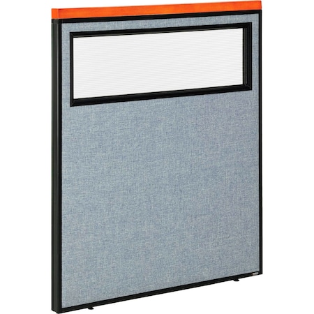 Global Industrial Interion Deluxe Office Partition Panel with Partial Window, 36-1/4"W x 43-1/2"H, Blue 694758WBL
